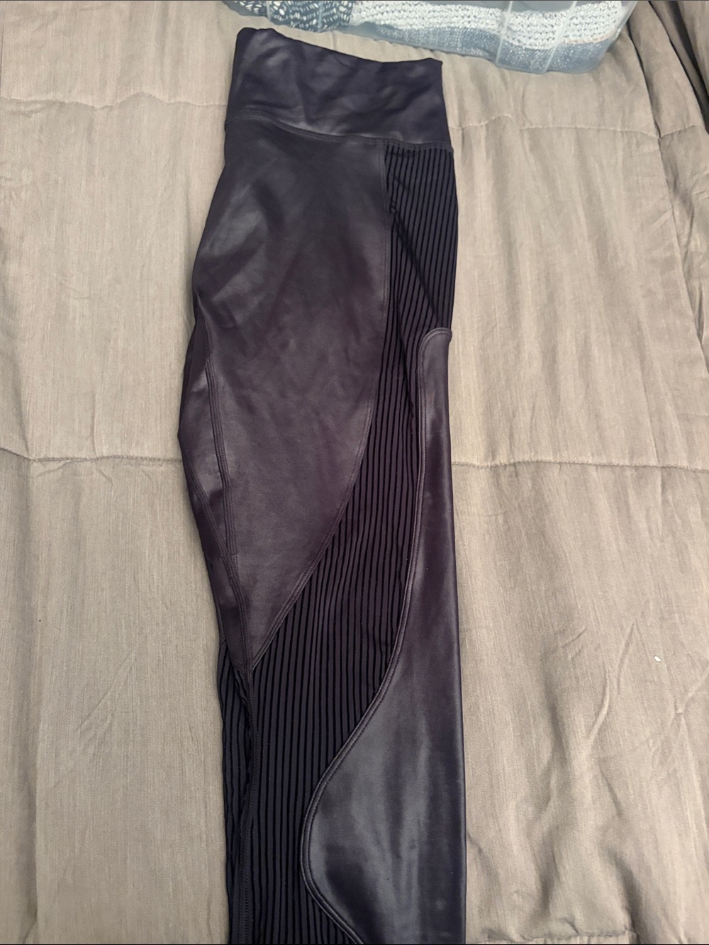 Black Fabletics Leather Panel Leggings